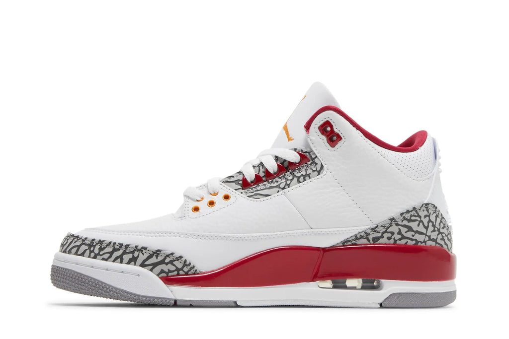 Air Jordan 3 Retro Cardinal Red - White Tumbled Leather Sneaker