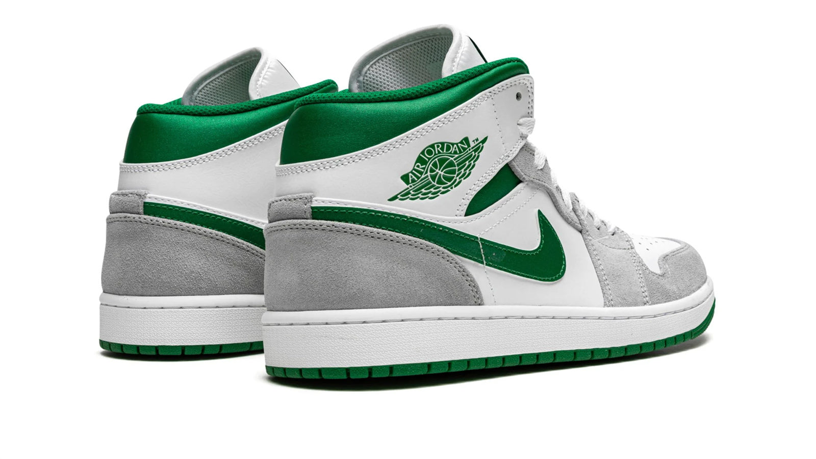 Air Jordan 1 Mid SE Grey Pine Green White | Celtics-Inspired Design