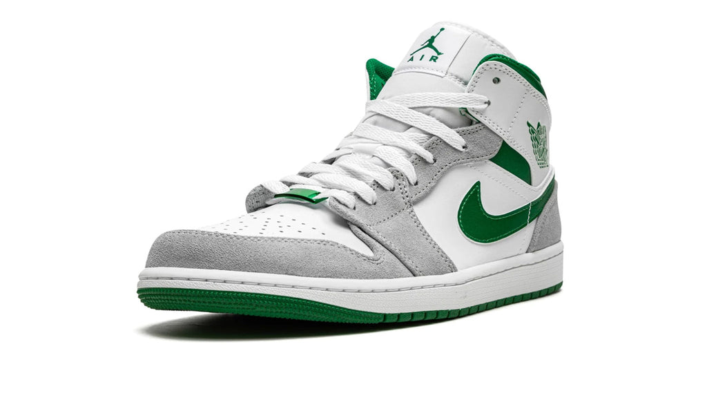 Air Jordan 1 Mid SE Grey Pine Green White | Celtics-Inspired Design