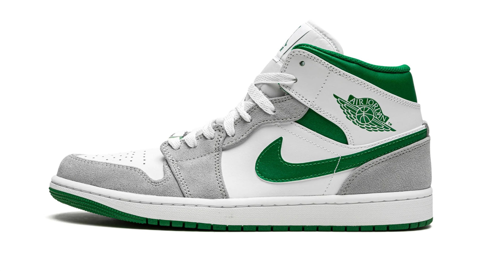 Air Jordan 1 Mid SE Grey Pine Green White | Celtics-Inspired Design