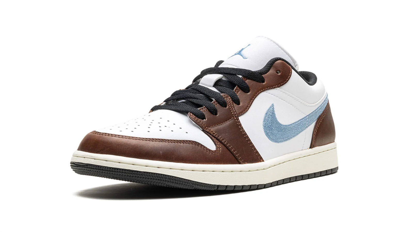 Air Jordan 1 Low SE Mocha with Embroidered Swoosh - Sail & Brown Leather