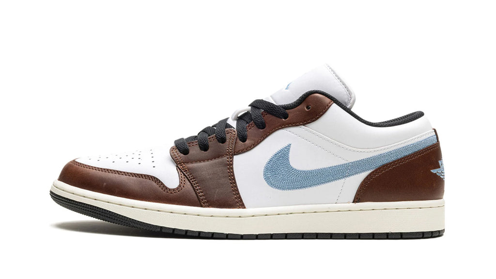 Air Jordan 1 Low SE Mocha with Embroidered Swoosh - Sail & Brown Leather