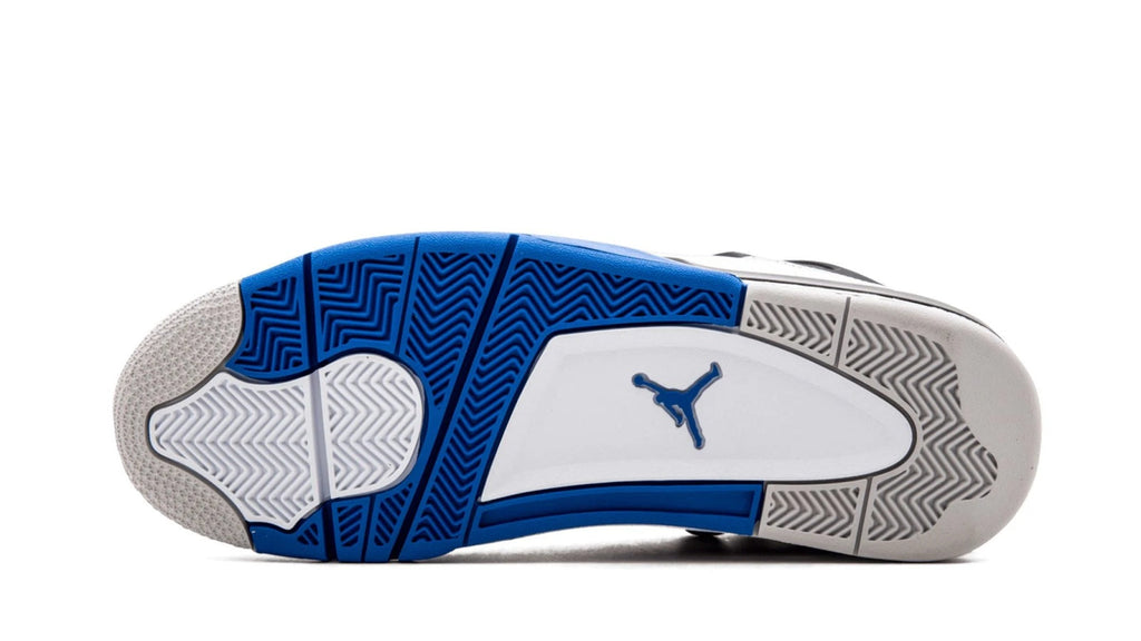 Air Jordan 4 Retro Motorsports - Classic White Leather with Varsity Blue Accents