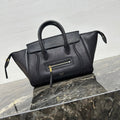 CELINE 25S NEW LUGGAGE 38MM IN BLACK SHINY LAMBSKIN GOLD HARDWARE